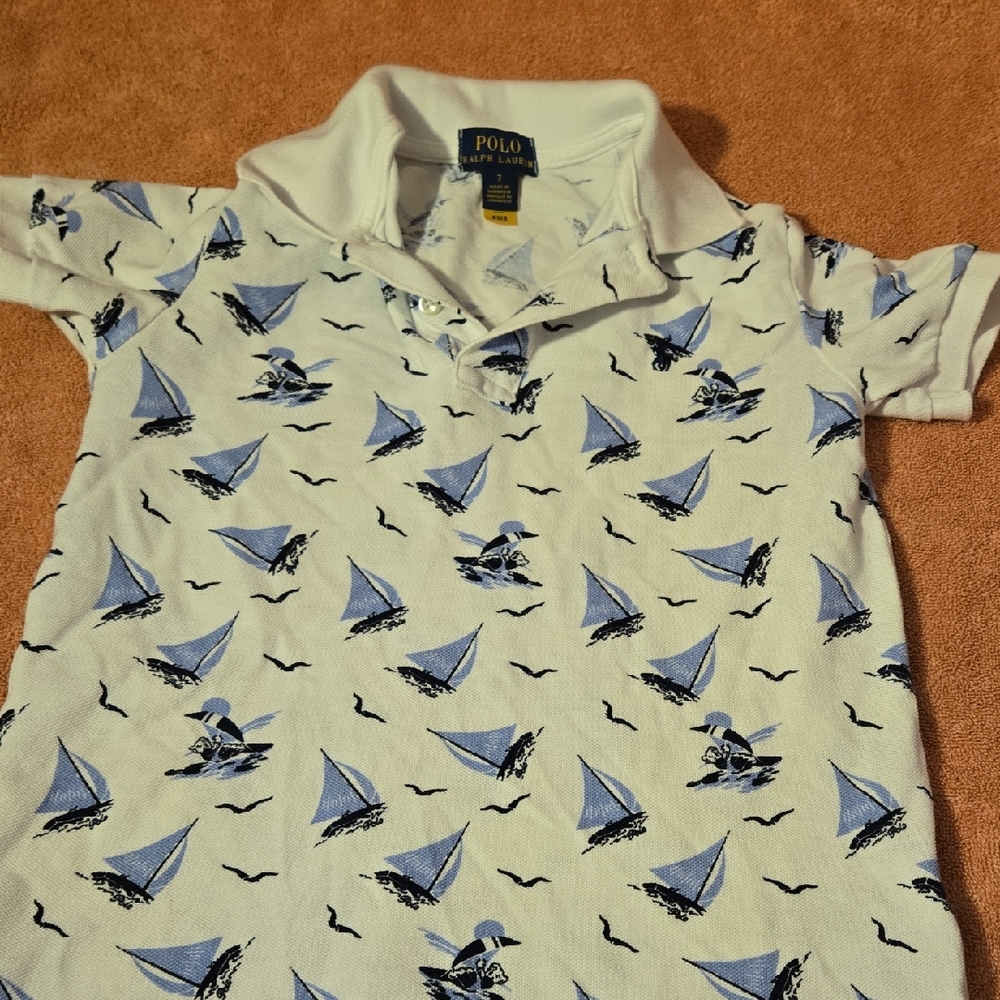 Polo by Ralph Lauren Kids' White and Blue Sailboat Polo